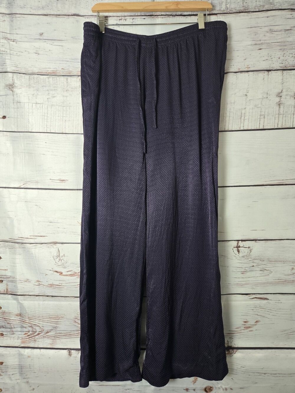 Lane Bryant Womens Pants Size 14/16  Navy Blue Pull On Drawstring Waist Wide Leg